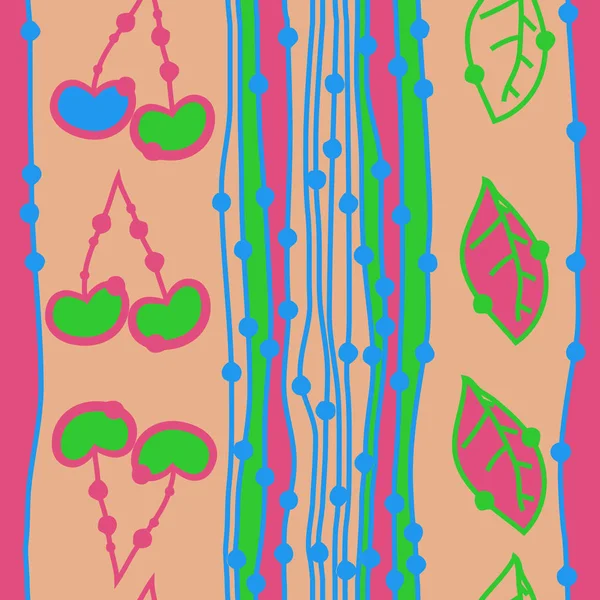 りんごと葉 ベクトル図でのシームレスなパターン — ストックベクタ
