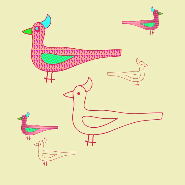 抽象的な単純な鳥の装飾のシームレスなパターン — ストックベクタ