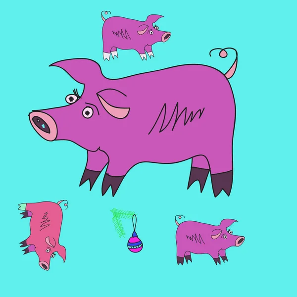 Nahtlose Muster Mit Abstrakten Einfachen Schweinen — Stockvektor