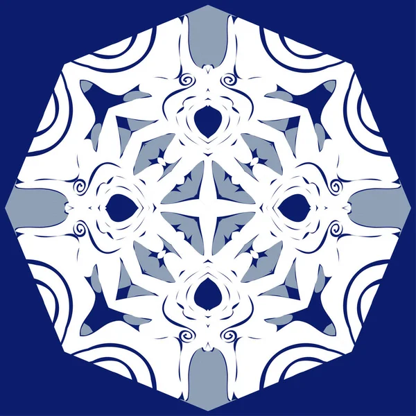 Kreisförmiges Muster Aus Floralen Motiven Blumen Loch Wellen Flecken Streifen — Stockvektor