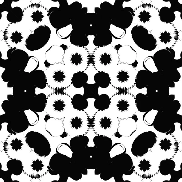 Kreisförmiges Nahtloses Muster Abstrakter Dekorativer Flecken Und Flecken Kaleidoskopischem Motiv — Stockvektor