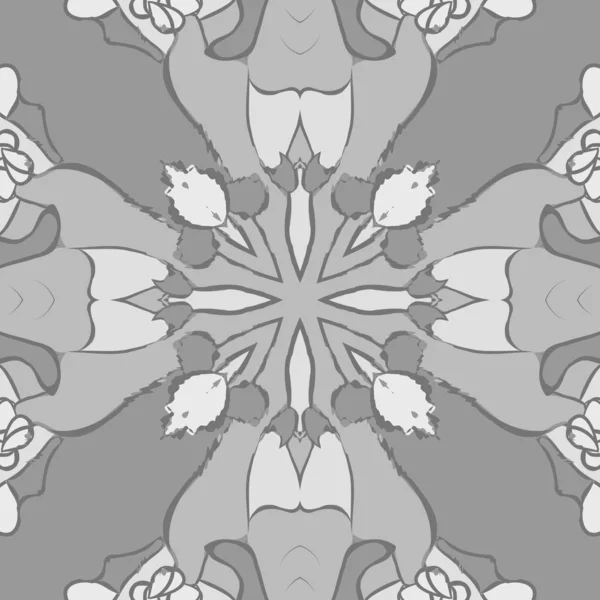 Motif Circulaire Sans Couture Motif Floral Vagues Taches Bourgeons — Image vectorielle