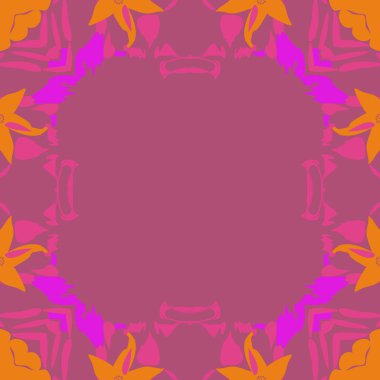 Çiçek motifi dairesel dikişsiz desen, noktalar, yapraklar, stamens, kopya alanı. 