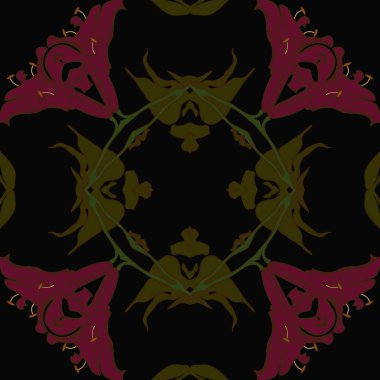 Çiçek motifli dairesel dikişsiz desen, fotokopi alanı