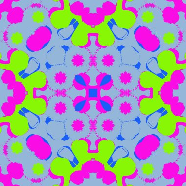 Kaleydoskopik motifteki soyut dekoratif lekelerin ve lekelerin dairesel dikişsiz deseni