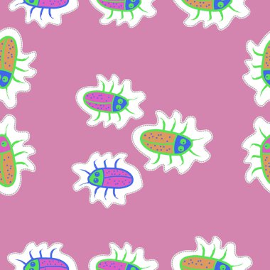 Böcekler ile dikişsiz soyut desen , vektör arka plan