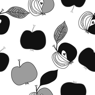 Yaprakları ile elma basit vektör illüstrasyon 