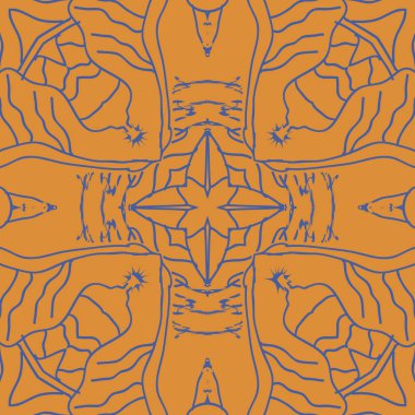 Narin motif, çizgiler, yıldızlar, dalgalar dairesel dikişsiz desen.  