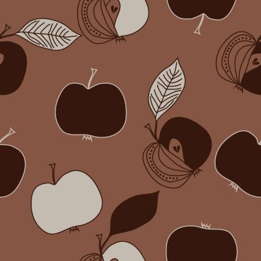 Yaprakları ile elma basit vektör illüstrasyon 