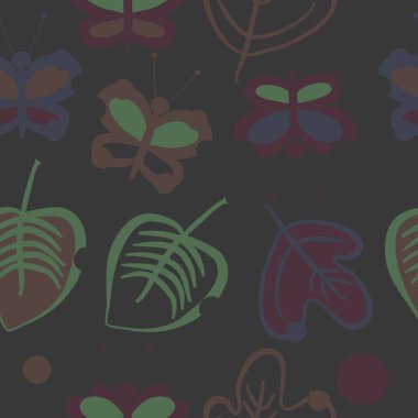 Yaprakları ve kelebekler, vektör ile Dikişsiz desen