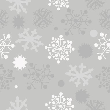 Dekoratif motif, karalamalar, kar taneleri, yıldızlar, elipsler dikişsiz desen. El çizilmiş, kış teması.