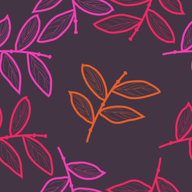 dalları ve yaprakları ile dikişsiz desen vektör illüstrasyon