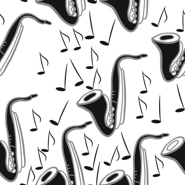 Patrón Sin Costuras Saxofones Simples Abstractos — Archivo Imágenes Vectoriales