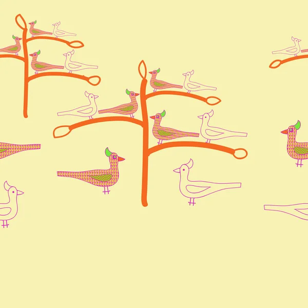 Modèle Sans Couture Ornement Abstrait Oiseaux Simples — Image vectorielle