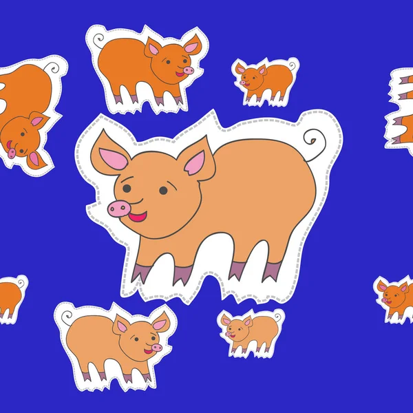 Nahtlose Muster Mit Abstrakten Einfachen Schweinen — Stockvektor