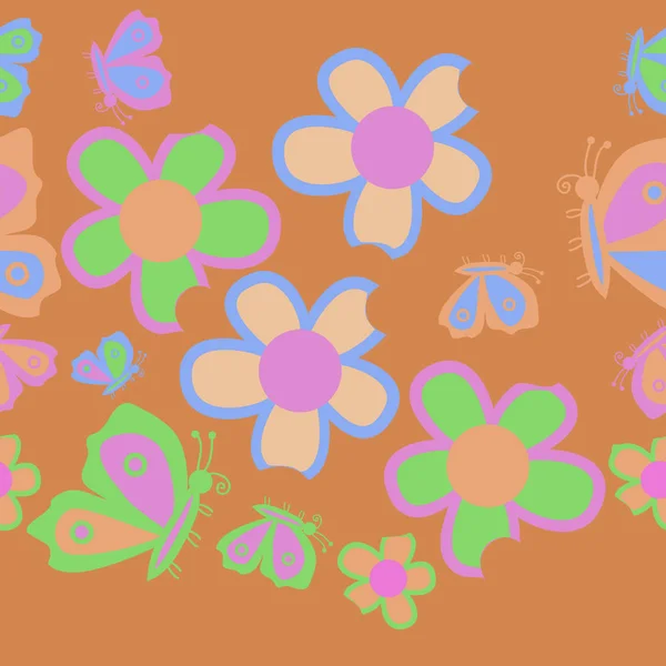 Fleurs Artistiques Motif Sans Couture Illustration Vectorielle — Image vectorielle