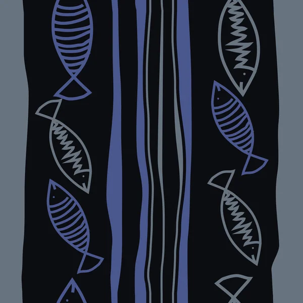 Vektorillustration Des Nahtlosen Musters Mit Fisch — Stockvektor