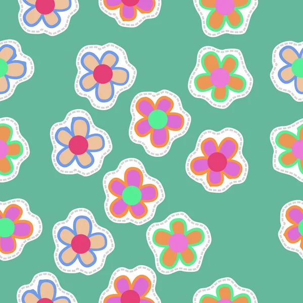 Patrón Artístico Sin Costuras Con Flores Colores Ilustración Vectorial — Vector de stock