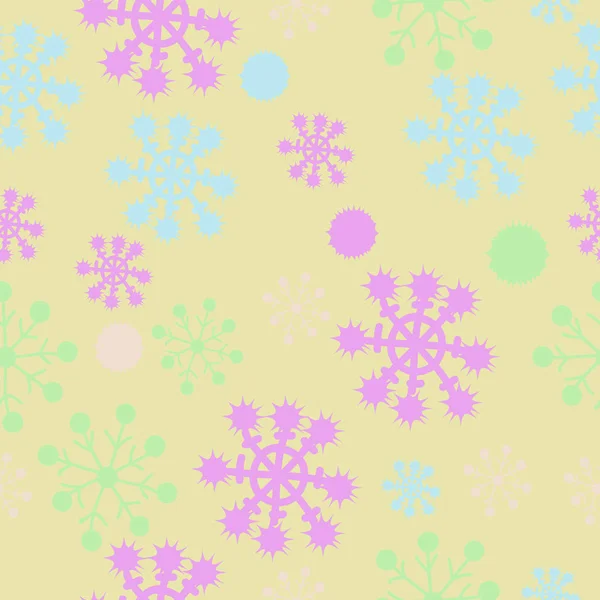 色付きモチーフの雪のシームレスなパターン — ストックベクタ