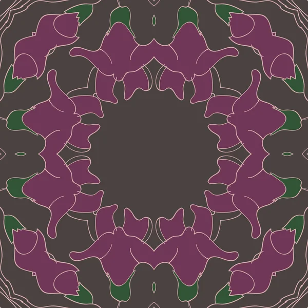 Circular Seamless Pattern Floral Motif — Stock Vector