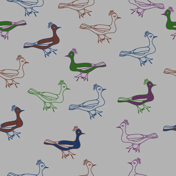 Patrón Inconsútil Pájaros Coloridos Abstractos — Archivo Imágenes Vectoriales