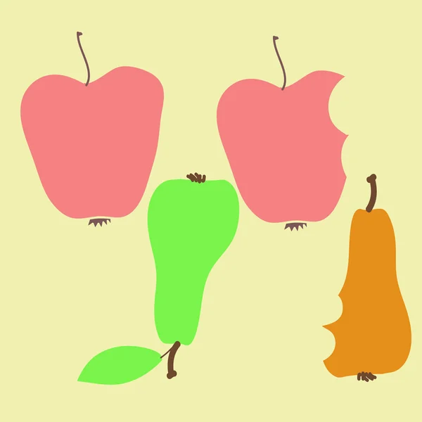 无缝模式与五颜六色的苹果和梨 矢量背景 — 图库矢量图片