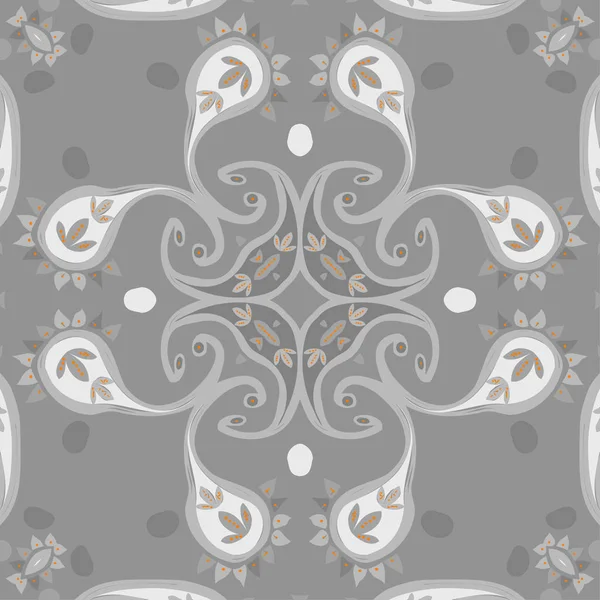 Patrón Circular Sin Costuras Motivo Oriental Con Espirales — Vector de stock