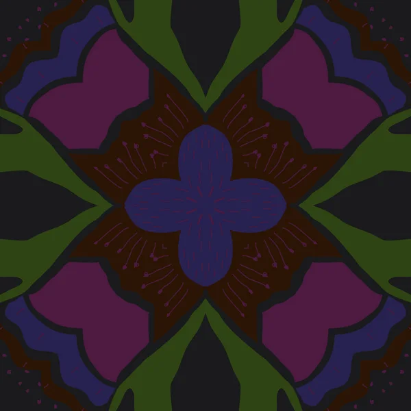 Motif Circulaire Sans Couture Motif Floral Fleur Griffes Étamines Taches — Image vectorielle