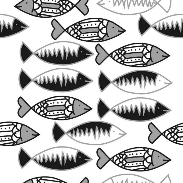 Fish seamless pattern of colored motif
