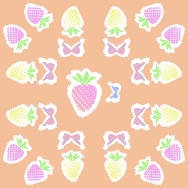 抽象简单草莓的无缝模式 — 图库矢量图片