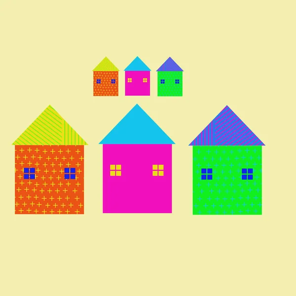 Patrón Inconsútil Casas Simples Abstractas — Vector de stock
