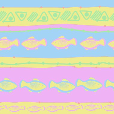 Soyut basit balıklar Dikişsiz desen