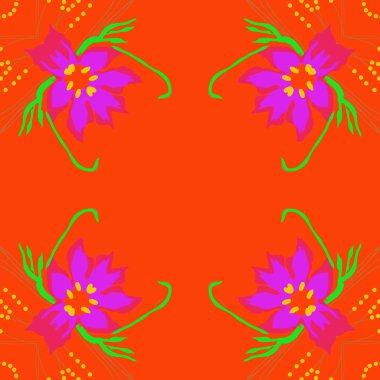 Çiçek motifi dairesel dikişsiz desen, sadece vektör illüstrasyon  