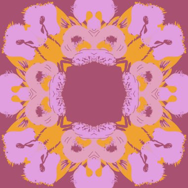 Çiçek motifli dairesel dikişsiz desen, fotokopi alanı