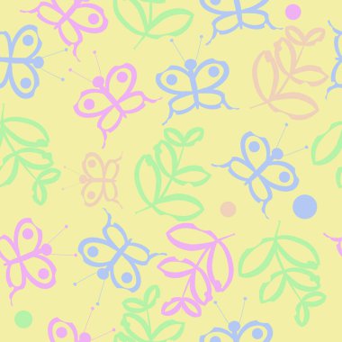 Soyut basit kelebek ve dalların kusursuz deseni