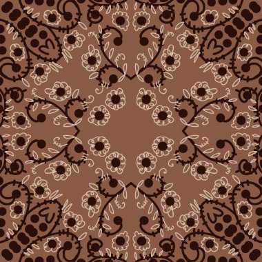 Çiçek ve yapraklar ile çiçek motifi Dairesel dikişsiz desen