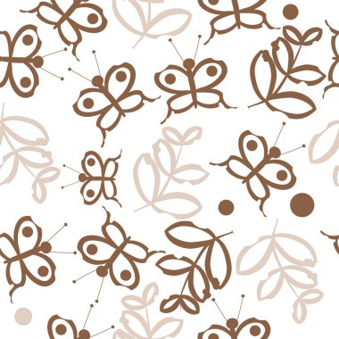 Soyut basit kelebek ve dalların kusursuz deseni