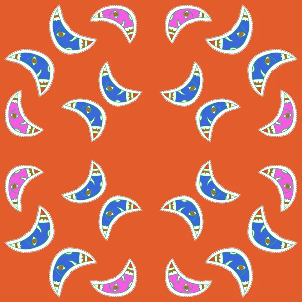 Moon Seamless Pattern Colored Motif — Stock Vector