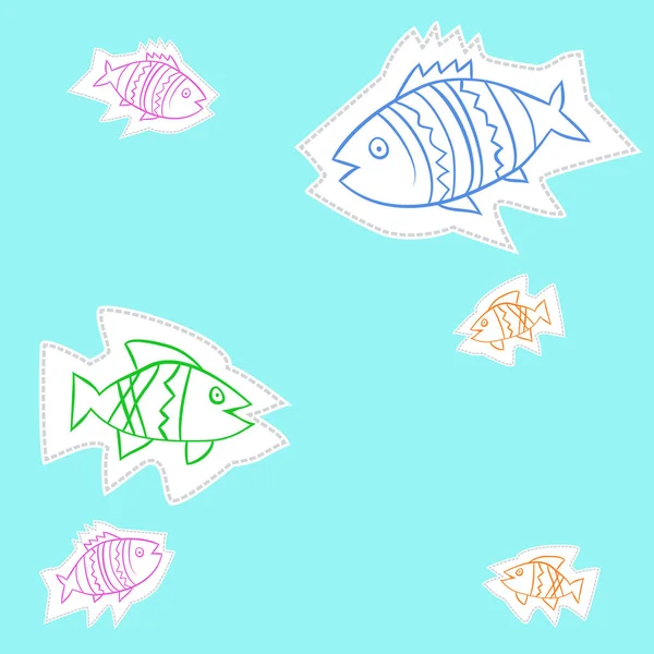 Seamless Pattern Abstract Simple Fishes — Stock Vector