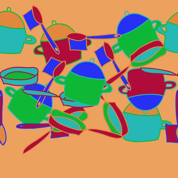 Бесшовный Рисунок Абстрактной Простой Кухонной Утвари — стоковый вектор