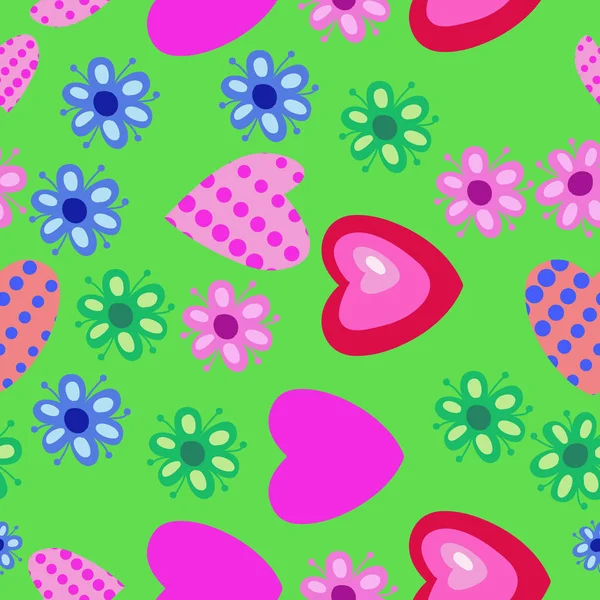 Motif Avec Des Fleurs Stylisées Coeurs Fleurs Avec Demi Ton — Image vectorielle
