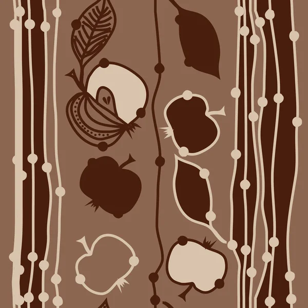 Motif Sans Couture Avec Des Pommes Des Feuilles Colorées — Image vectorielle
