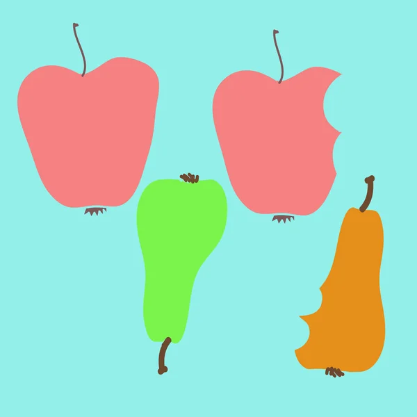 无缝模式与五颜六色的苹果和梨 矢量背景 — 图库矢量图片