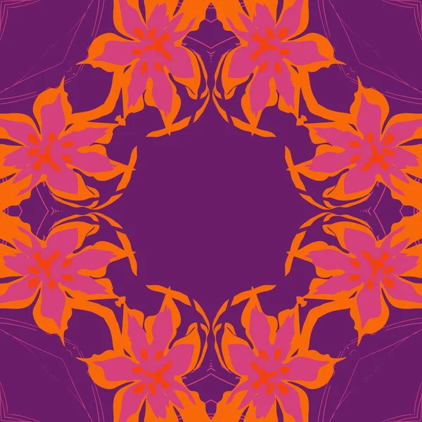 Patrón Circular Sin Costuras Motivo Floral Flores Hojas Elipses — Vector de stock