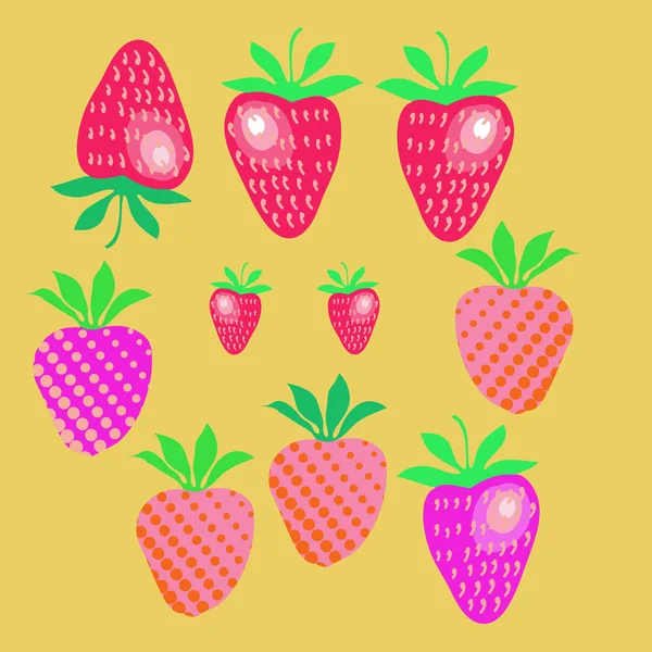 Patrón Sin Costuras Fresas Simples Abstractas — Vector de stock