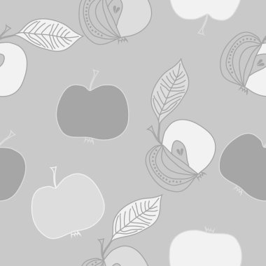 Yaprakları ile elma basit vektör illüstrasyon 