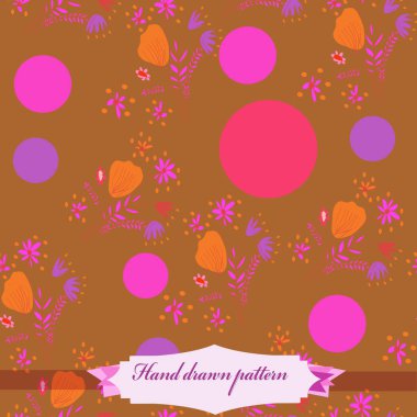 Çiçek motifinin dikişsiz deseni, vektör illüstrasyonu