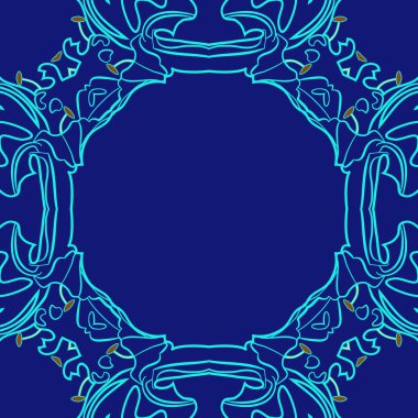 Çiçek motifi dairesel dikişsiz desen, sadece vektör illüstrasyon  