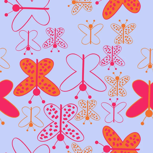 Vector Illustration Seamless Pattern Butterflies — Stock Vector