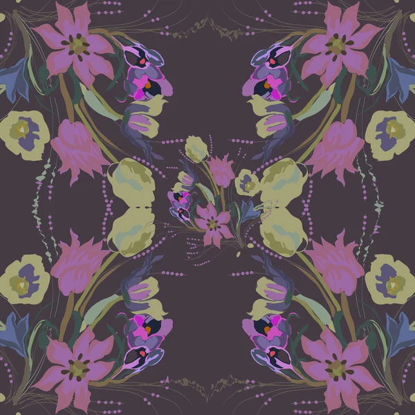 Motif Sans Couture Avec Motif Floral Espace Copie — Image vectorielle